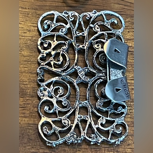 Vintage Musi Victorian Revival Silver Tone Shoe Clips w/Intricate Design - Picture 5 of 10